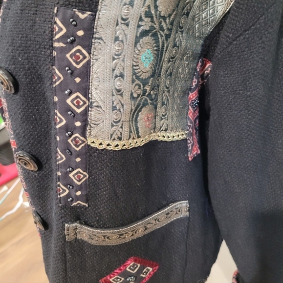 Vintage Flashback Black Woven 100% Cotton Jacket Womens Size M - Picture 8 of 12